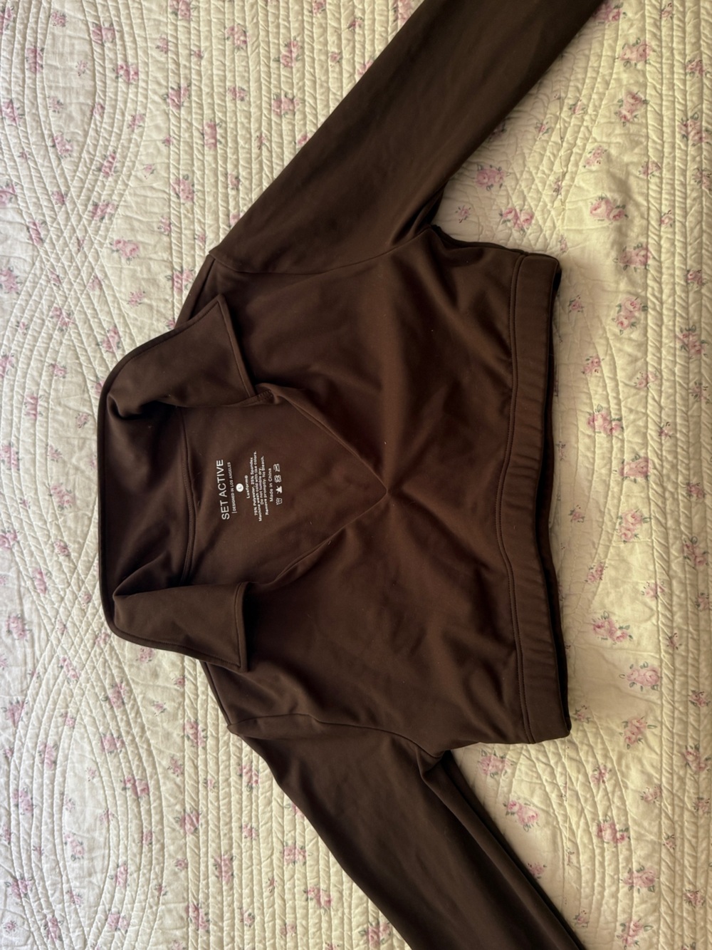 SET Active Chocolate Brown Cropped Pullover